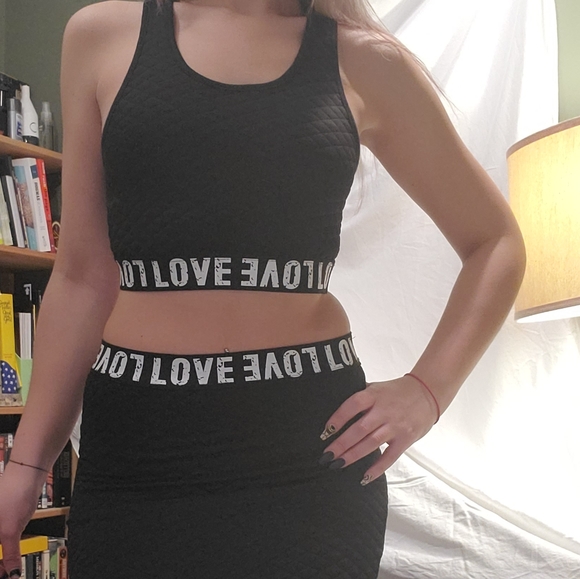 Racerback Crop Top and Midi Bodycon "LOVE" Set - Picture 5 of 5